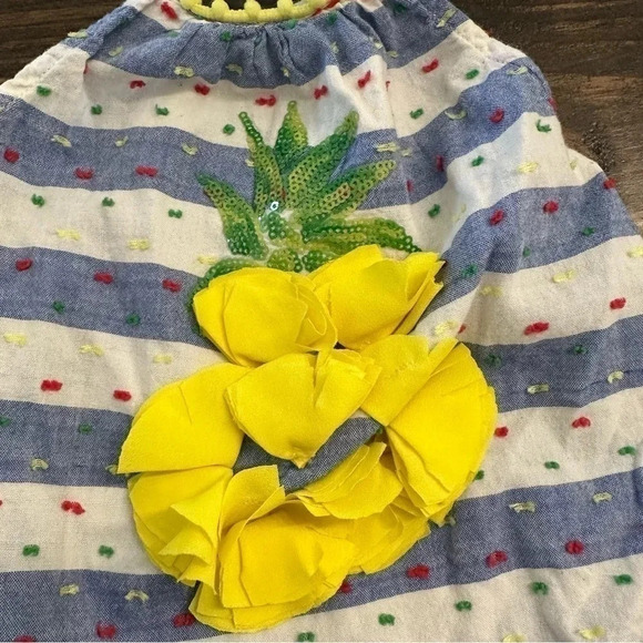 Mud Pie Boutique Pineapple Striped Romper with Sequins Size 3-6M GUC - Picture 3 of 7